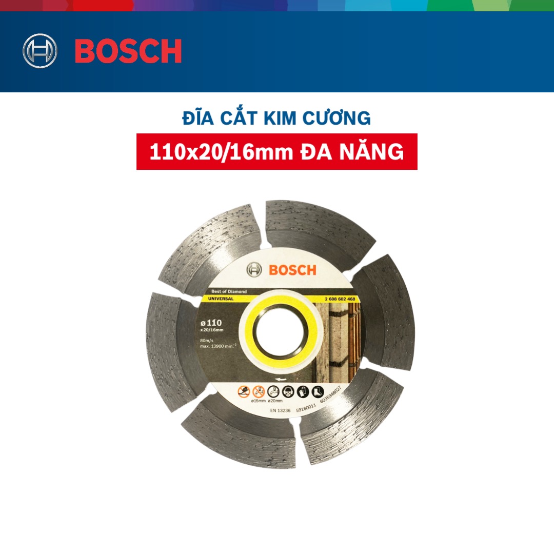 Đĩa cắt kim cương Bosch 110x20/16mm đa năng