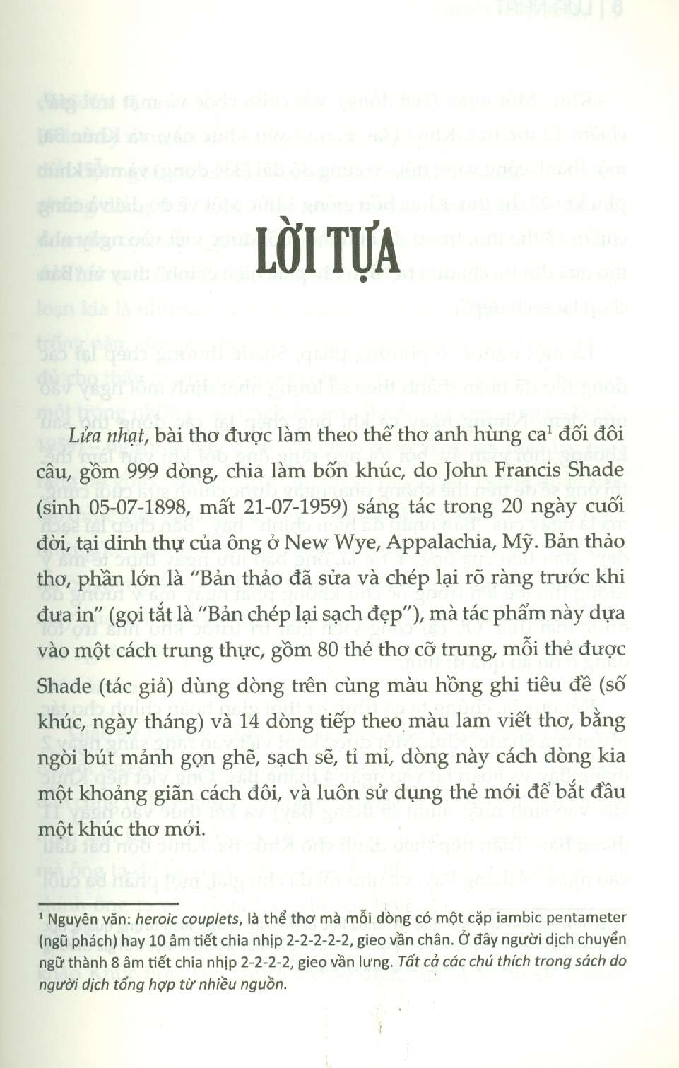 LỬA NHẠT - Vladimir Nabokov - Vân Hà dịch - (bìa mềm)