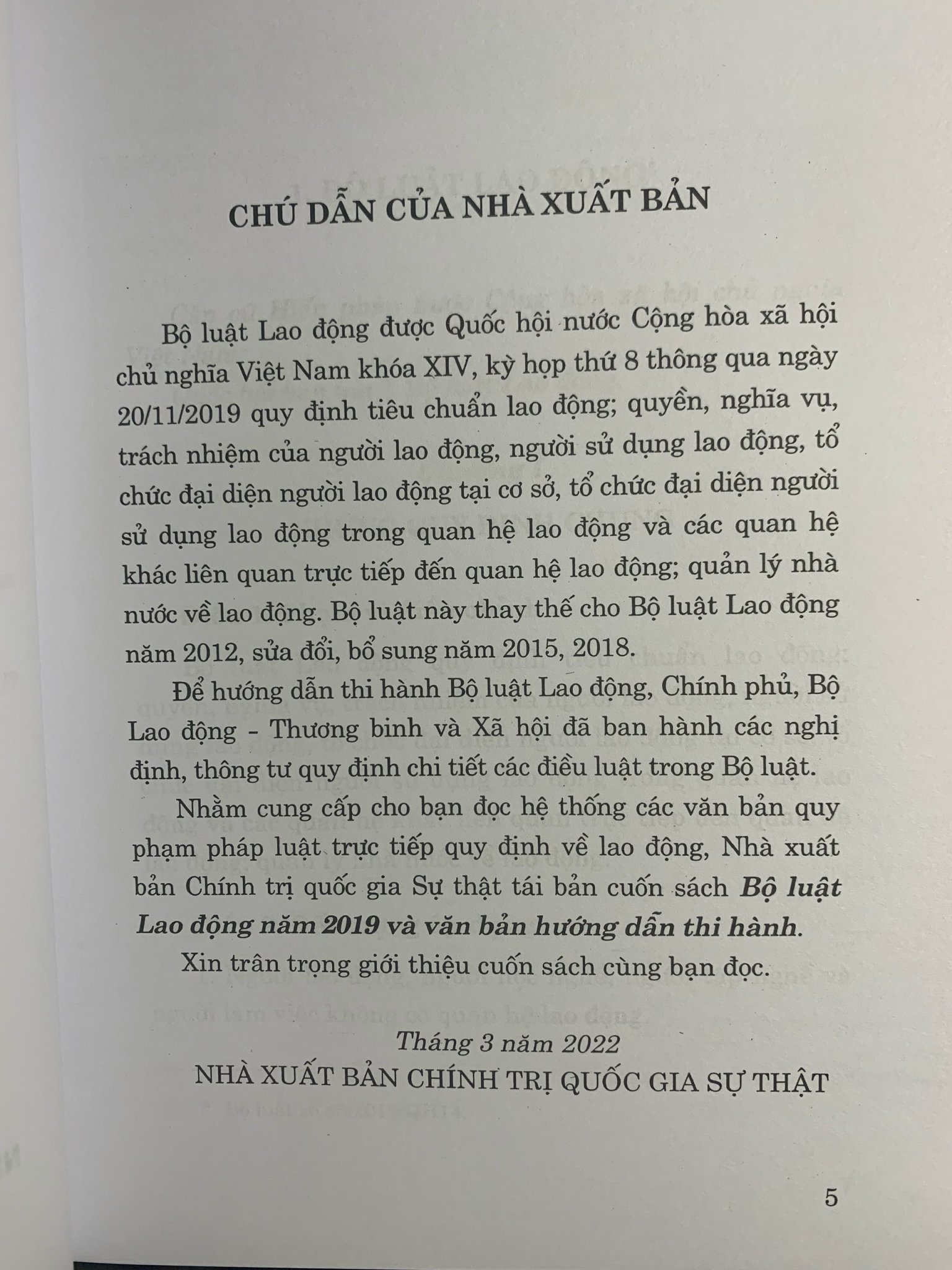 Sách Bộ Luật Lao Động Năm 2019 Và Văn Bản Hướng Dẫn Thi Hành - NXB Chính Trị Quốc Gia Sự Thật