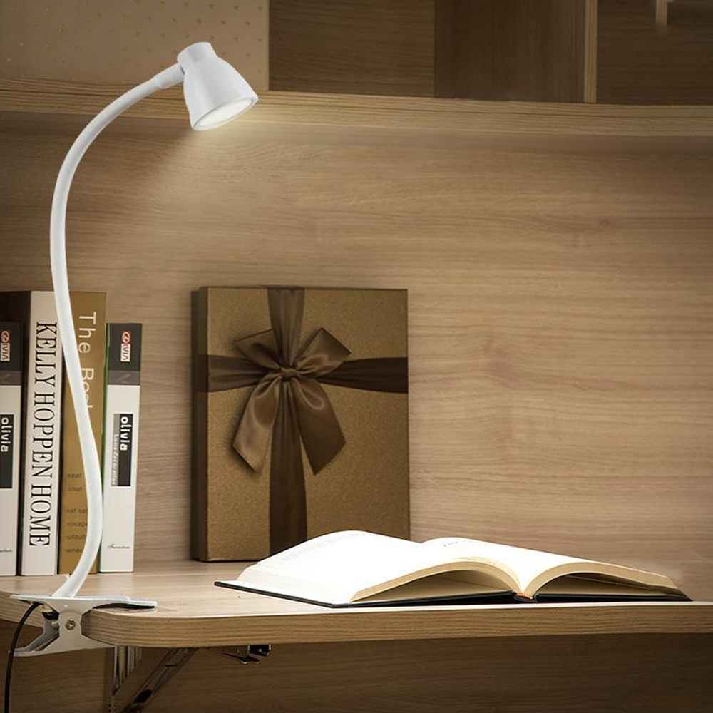 Đèn học, Đèn đọc sách kẹp đầu giường đa năng bóng LED 3 chế độ ánh sáng 3W, Nguồn USB 5V