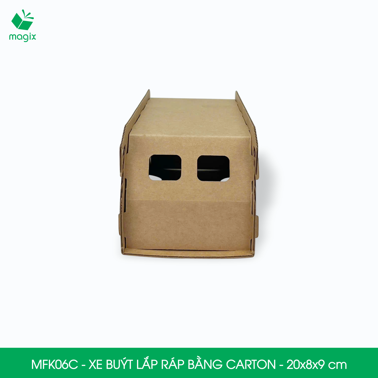 MFK06C - Xe bus carton - 20x8x9 cm - Đồ chơi lắp ráp mô hình từ bìa carton cứng cao cấp