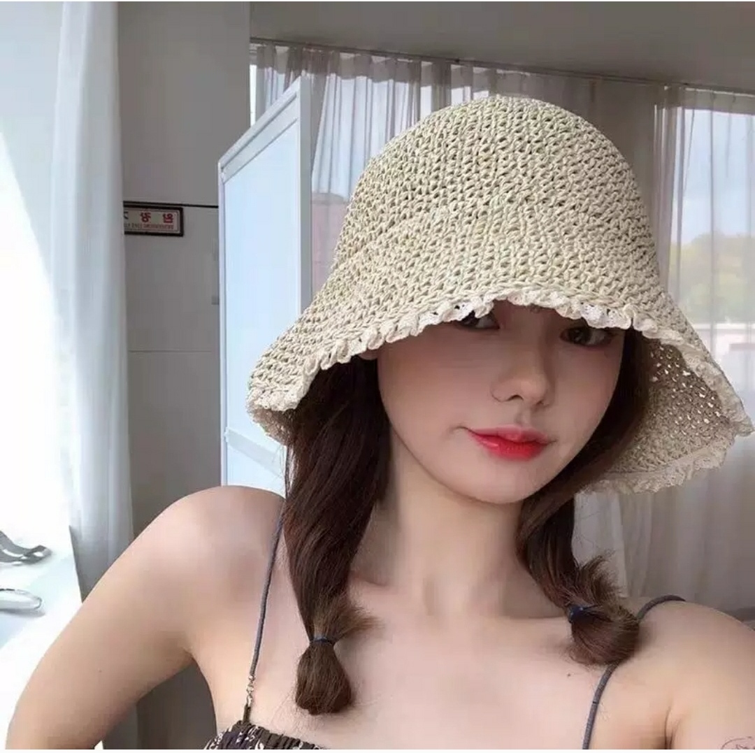 Nón đi biển viền ren mũ cói rộng vành gấp gọn che nắng mẫu mới  #nondibien #murongvanh #nonchongnang #mucoi #nondep  dona250805