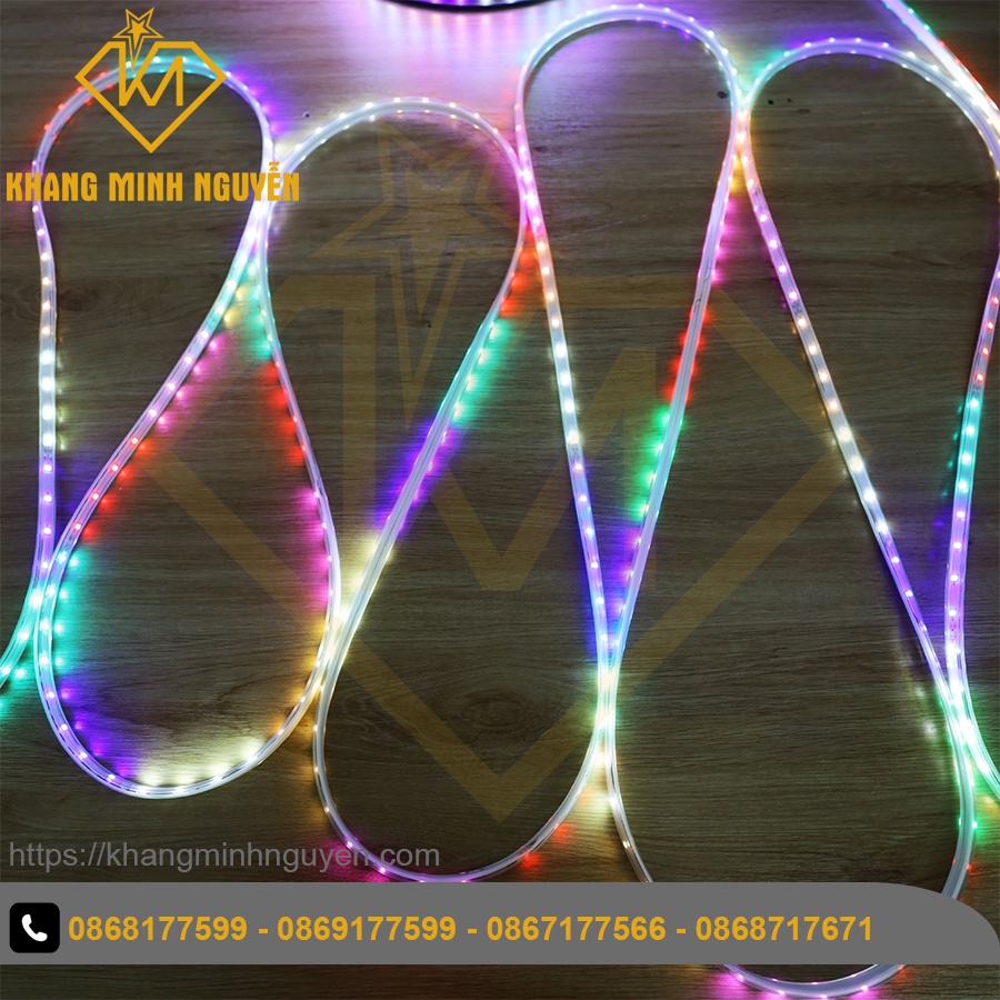 Led dây 220V chớp đuổi nhiều màu, chỉnh được chế độ chớp - bọc chống nước - trang Lễ Tết, quấn thân cây