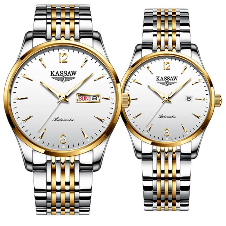 Đồng hồ đôi chính hãng KASSAW K876-6 chống nước,chống xước,kính sapphire ,Dây kim loại thép không gỉ 316L ,hàng mới 100% ,Đồng hồ cơ ,Thiết kế đơn giản và sang trọng