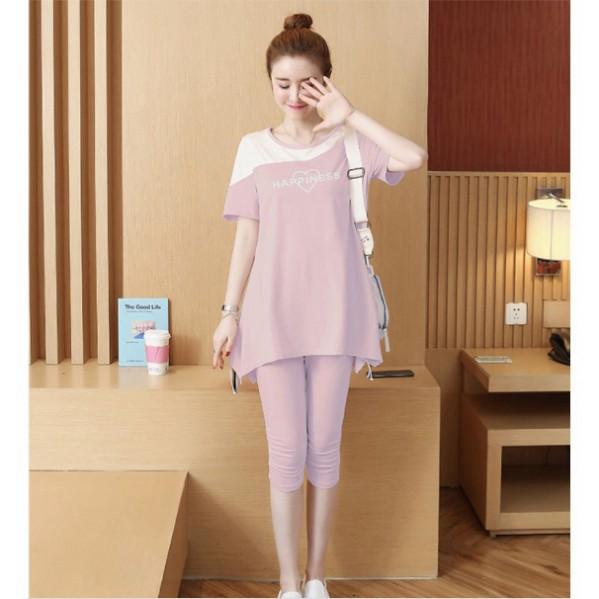 Bộ đồ ngắn màu hồng baby mặc bầu thiết kế sang chảnh, chất liệu cao cấp BN166