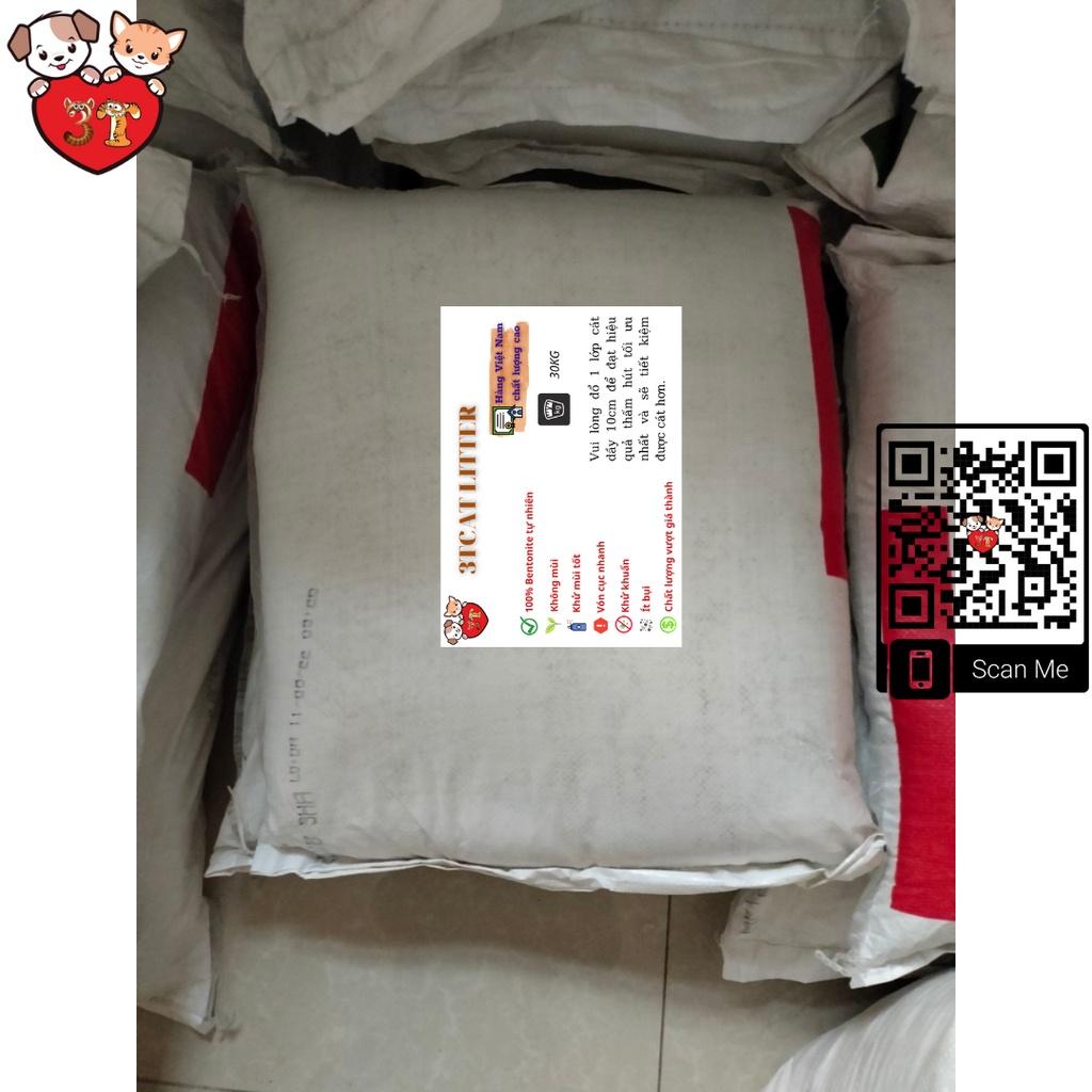30Kg cát vệ sinh 3TCAT LITTER khử mùi tốt, vón cục nhanh, không lo bết đáy