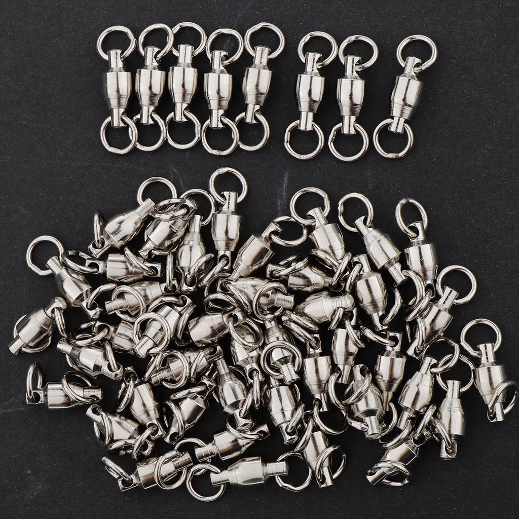 50Pcs/Set Solid Swivels Fishing Connector Rolling Bucket Swivels Fishing