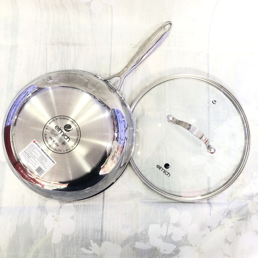 Chảo Xào Sâu Lòng 3 Lớp inox 304 Liền Đáy ELMICH TRI-MAX - Hàng Chính Hãng