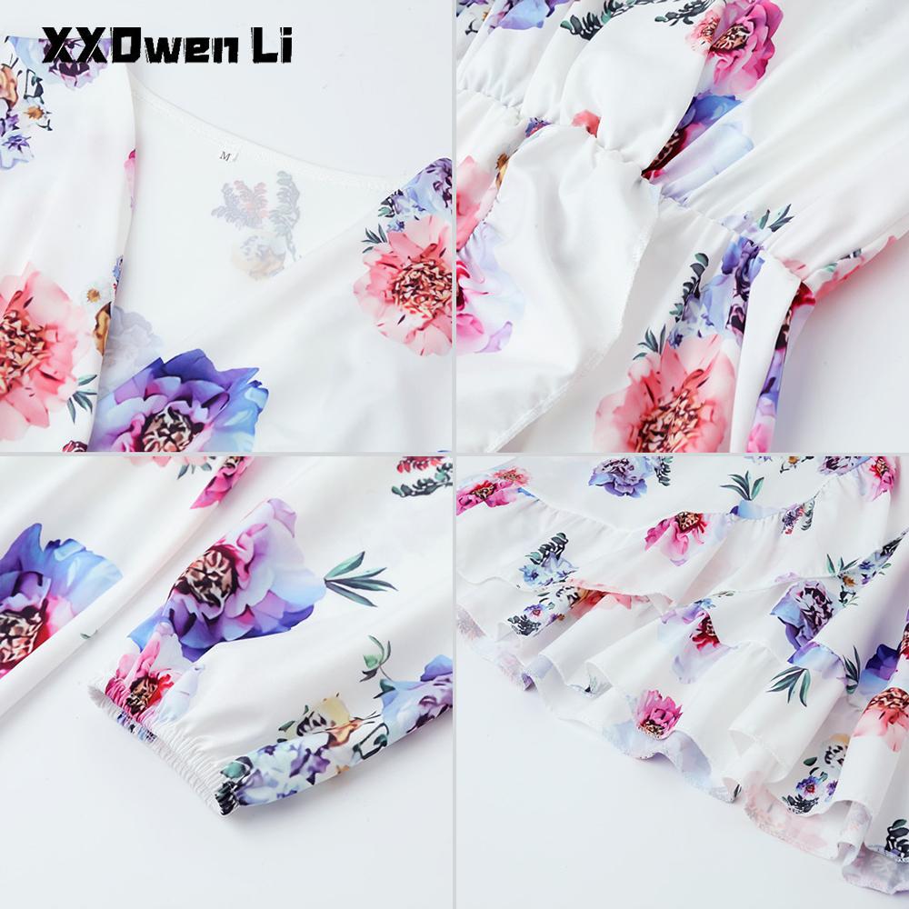 Mùa Thu Họa Tiết Hoa Dây Mini Người Phụ Nữ Cổ V Tay Dài Váy Đầm Cho Nữ 2021 Thanh Lịch Xù Casual Nữ Đảng áo