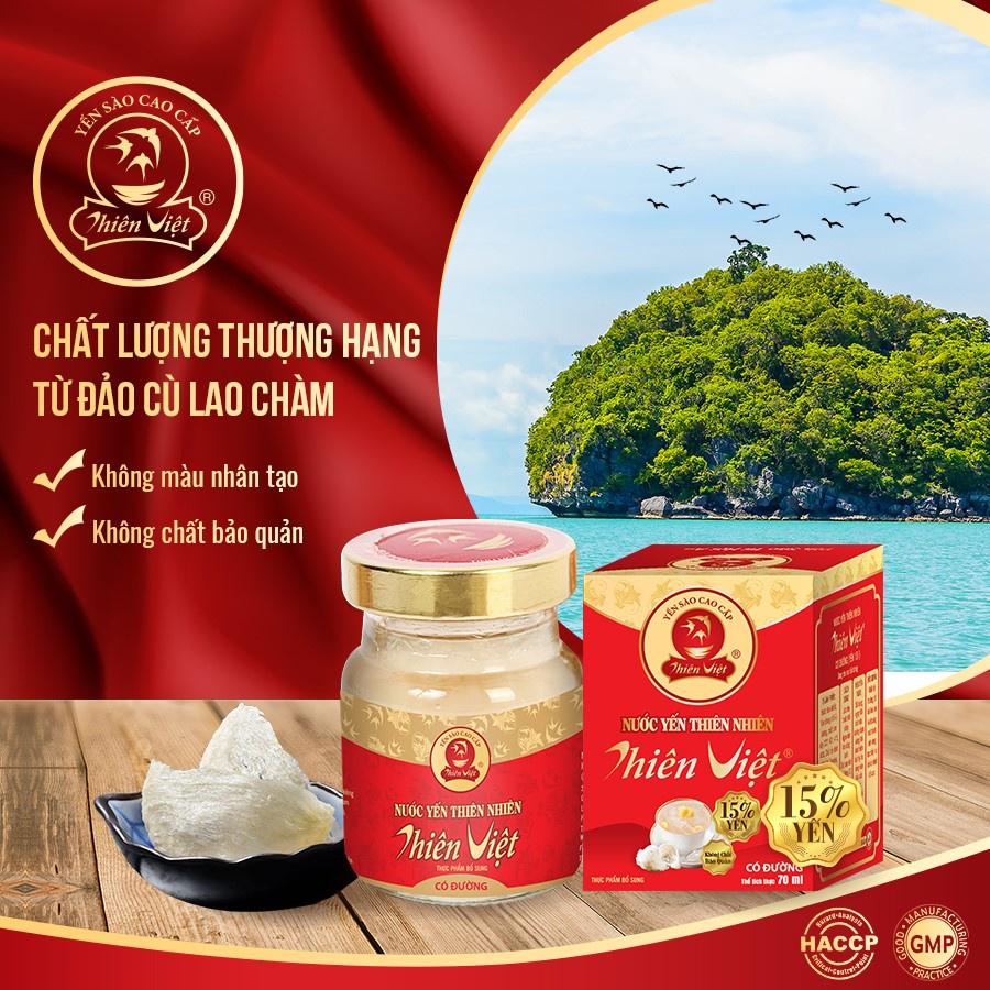 Nước Yến Sào Cao Cấp Thiên Việt 15% Tổ yến (1 hũ x 70ml