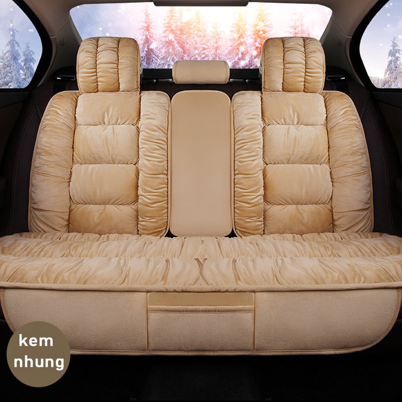 Bộ 5 lót ghế ô tô NHUNG SIÊU MỀM CAO CẤP, cho dế bạn lên thêm đẳng cấp sang chảnh-083210
