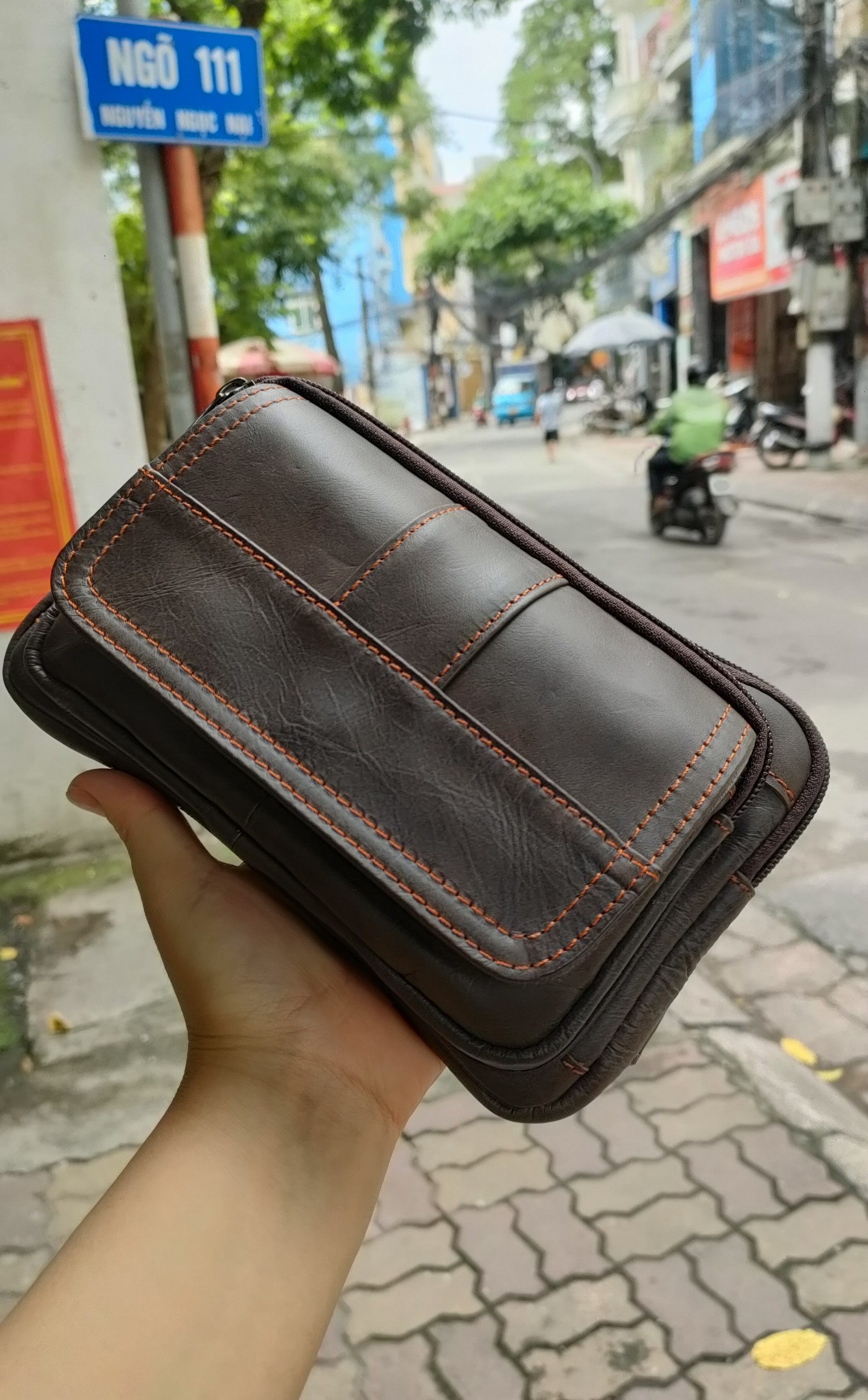 Túi bao tử nam da bò thật BHM8966 Tui đeo bụng, đeo ngực, đeo vai nam