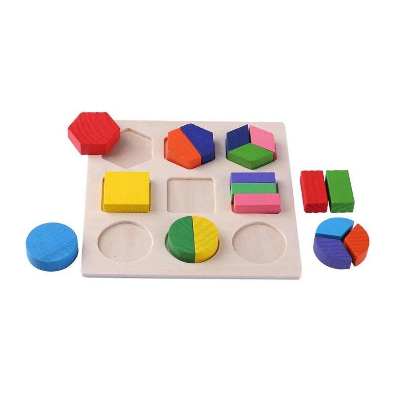 Bộ xếp các khối hình học bằng gỗ giúp bé phát triển trí tuệ sớm - Đồ chơi cho bé - Đồ chơi gỗ