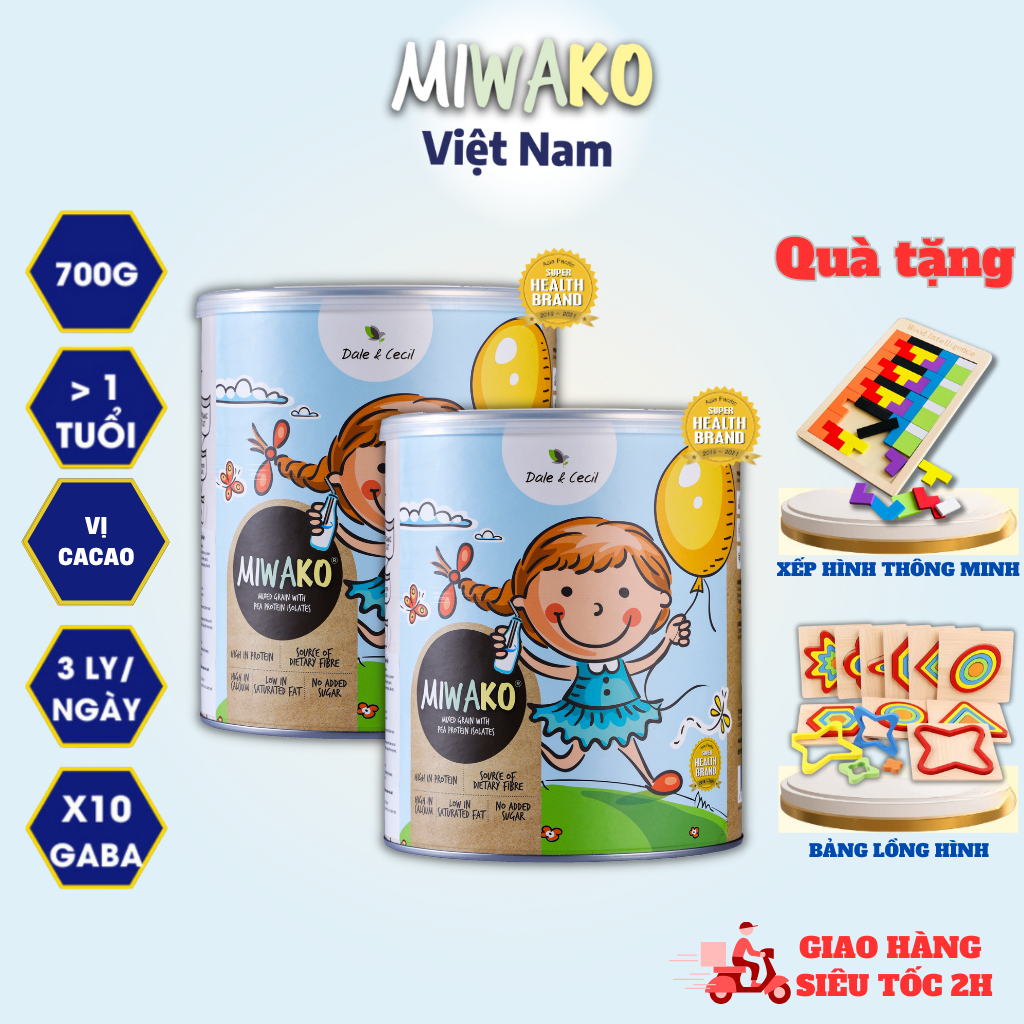 Sữa Công Thức Hạt Thực Vật Hữu Cơ MIWAKO 700g Vị gạo x 2 Hộp- Miwako Việt Nam