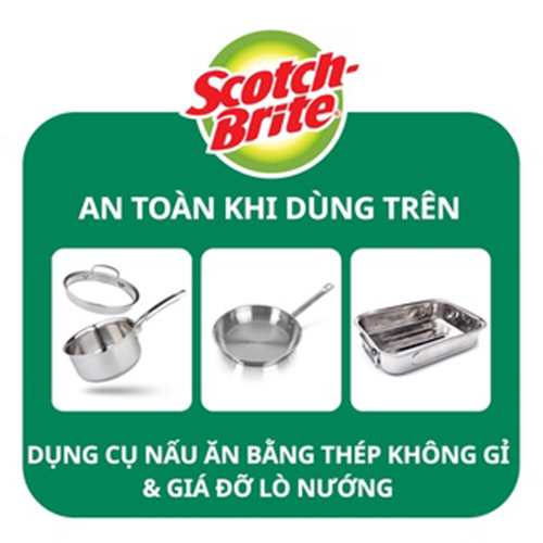 Cước rửa chén siêu sạch có mút Scotch Brite 3M 115x70mm hình sóng kháng khuẩn, lấy sạch vết bẩn