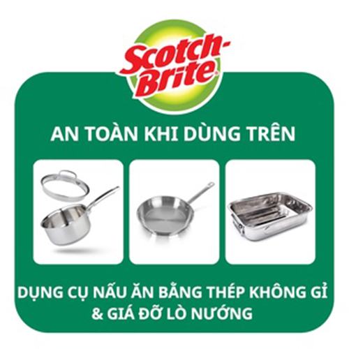 Cước rửa chén siêu sạch có mút Scotch Brite 3M 115x70mm hình sóng kháng khuẩn, lấy sạch vết bẩn [Gói 1/3 miếng