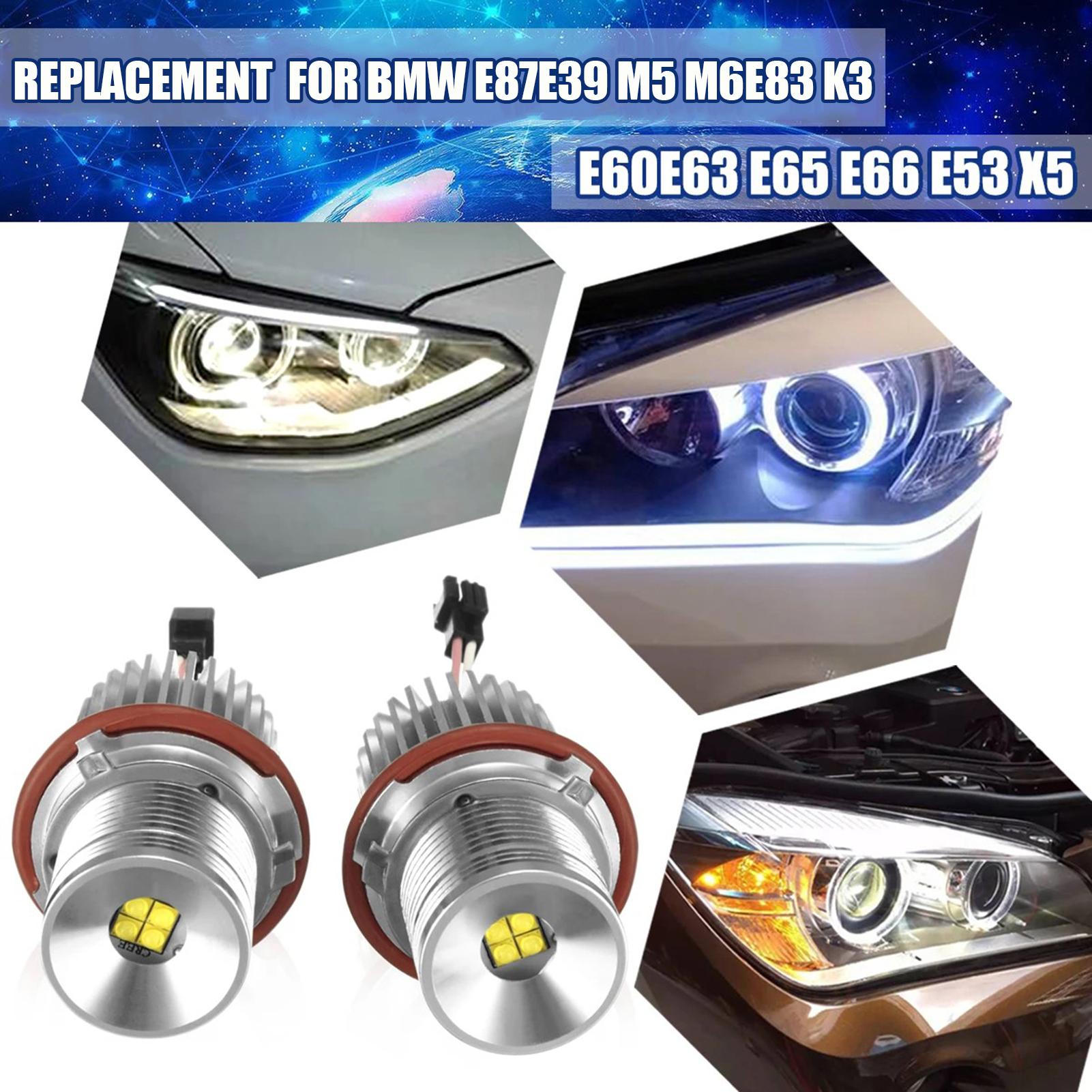 2Pcs 20W LED Angel Eyes Halo Ring Marker Light Bulb Replacement for BMW E87 E39 M5 M6 E83 X3 E60 E63 E65 E66 E53 X5