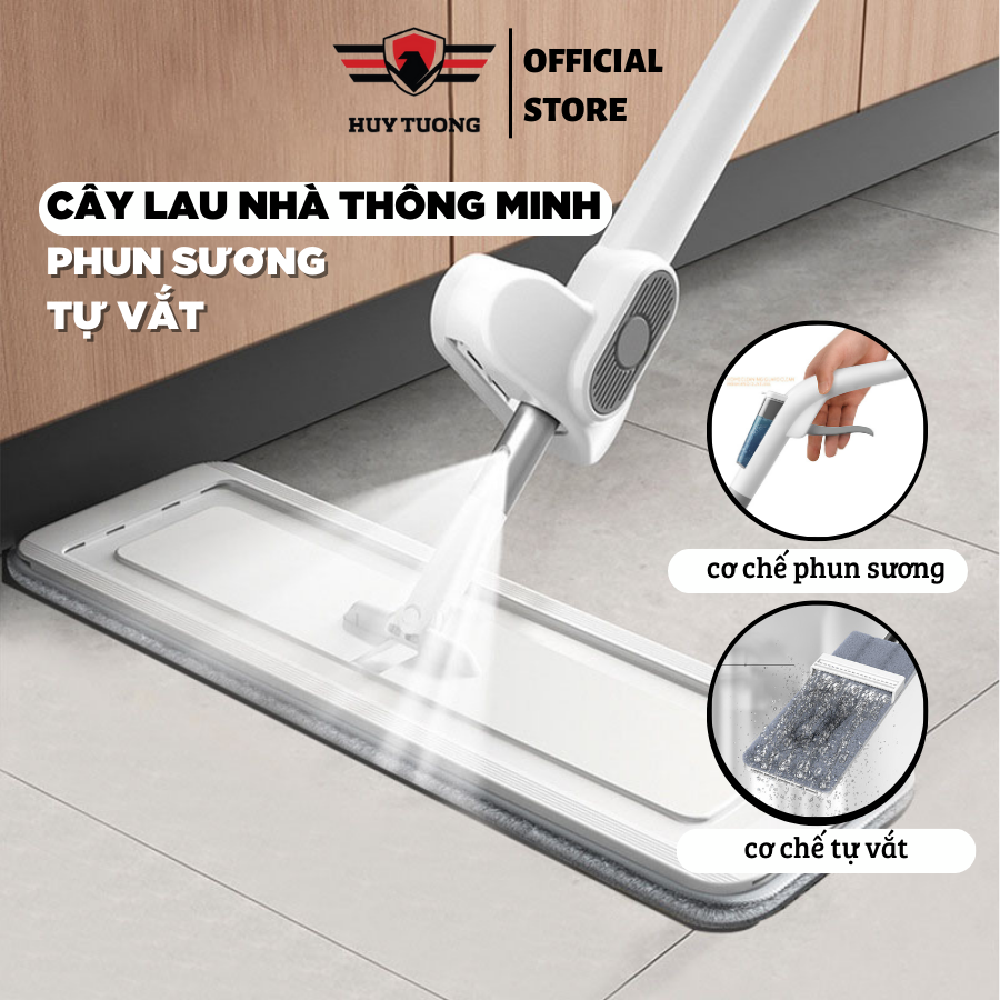 Cây lau nhà tự vắt phun sương xoay 360 độ lau sạch khô nhanh tiện lợi - Huy Tưởng