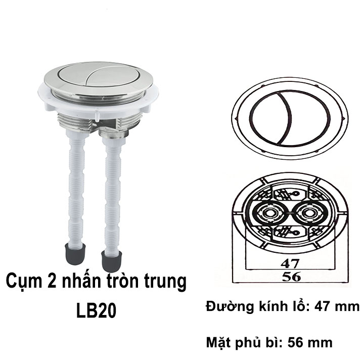 Nút nhấn xả bồn cầu loại tốt xi mạ crom thay cho các loại bồn cầu