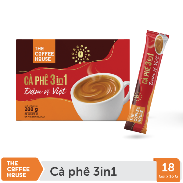 Combo 3 hộp The Coffee House cà phê sữa hoà tan 3IN1 đậm vị Việt  (Hộp 18 gói x  16g)