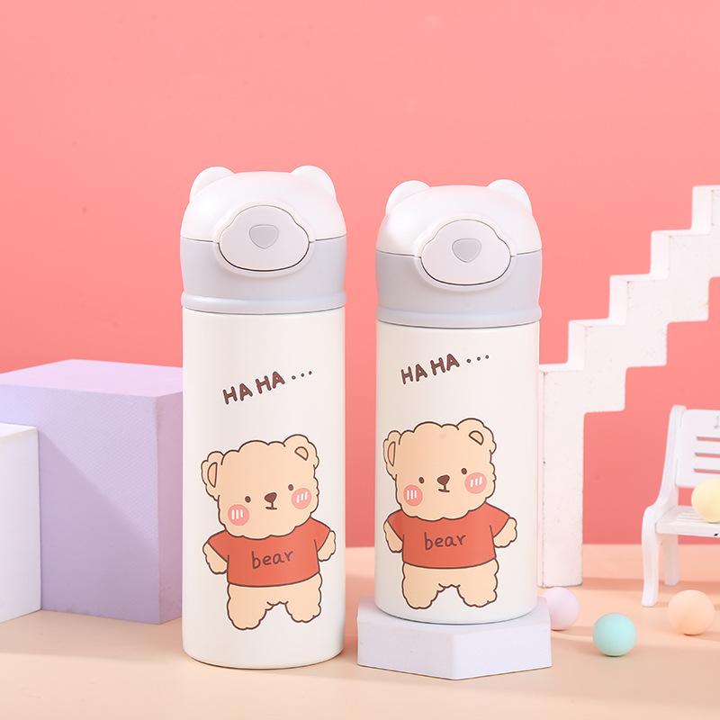 320/420ML Dễ Thương Cho Trẻ Em Bình Nước Inox Hút Chân Không Flacks Giữ Nhiệt Có Ống Hút Cốc Cà Phê Máy Hút Chân Không Thermocup
