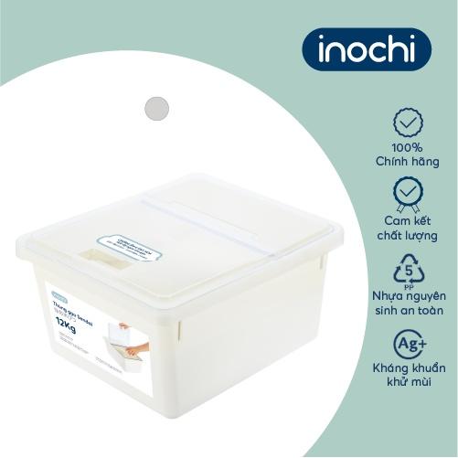 Thùng gạo Inochi - Sendai 12kg Màu sắc: Thân Trắng ngọc + Nắp Trong suốt + Gioăng Trắng trong