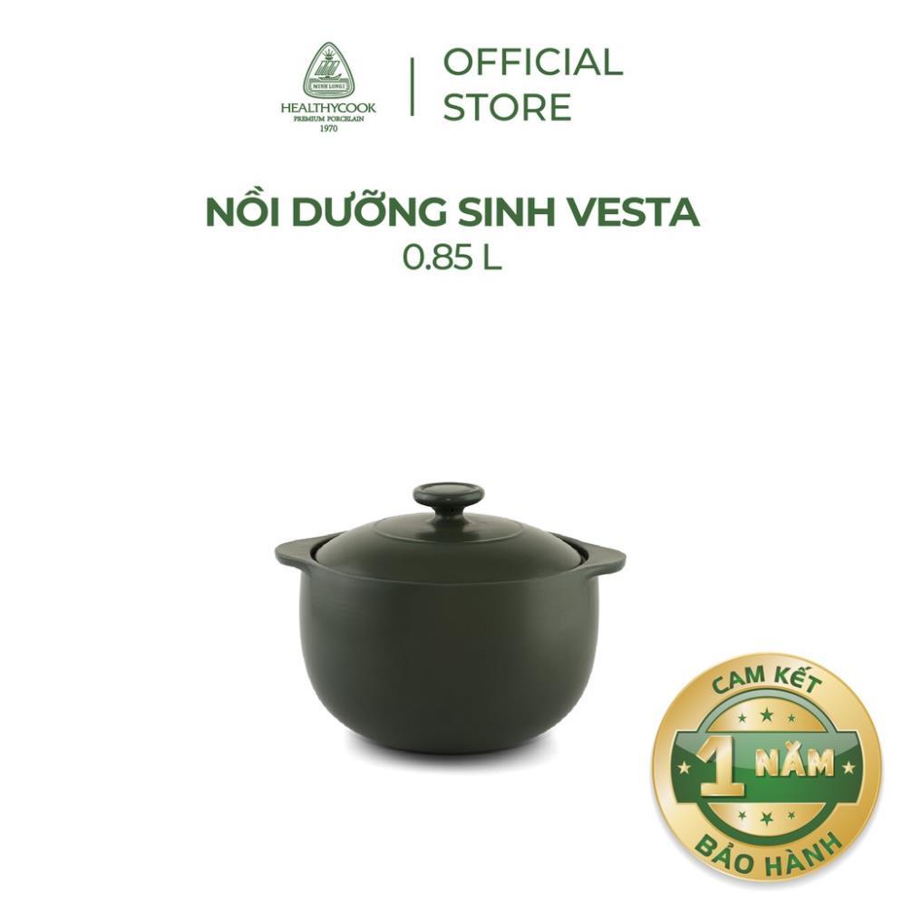 Nồi sứ dưỡng sinh Minh Long - Vesta 0.85 L + nắp dùng cho bếp gas, bếp hồng ngoại, không dùng cho bếp từ