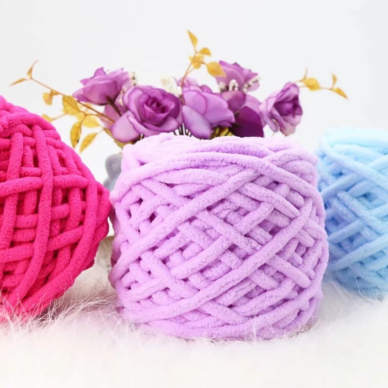 Len Nhung Đũa Cuộn 100gr Sợi 6mm, Len Sợi Đan Khăn Móc Thú Bông, Chăn Mền Mềm Mại