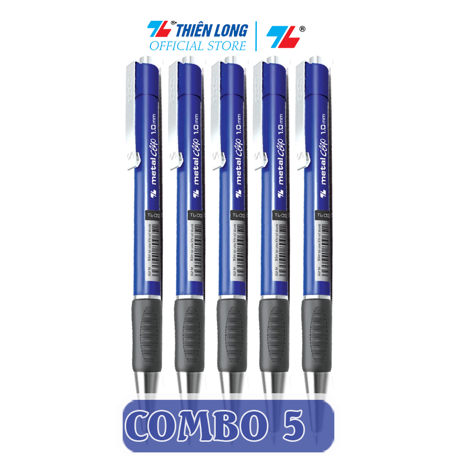 Combo 5-10-20 Bút Bi Thiên Long Metal Clip TL-036 đầu bi 1.0mm