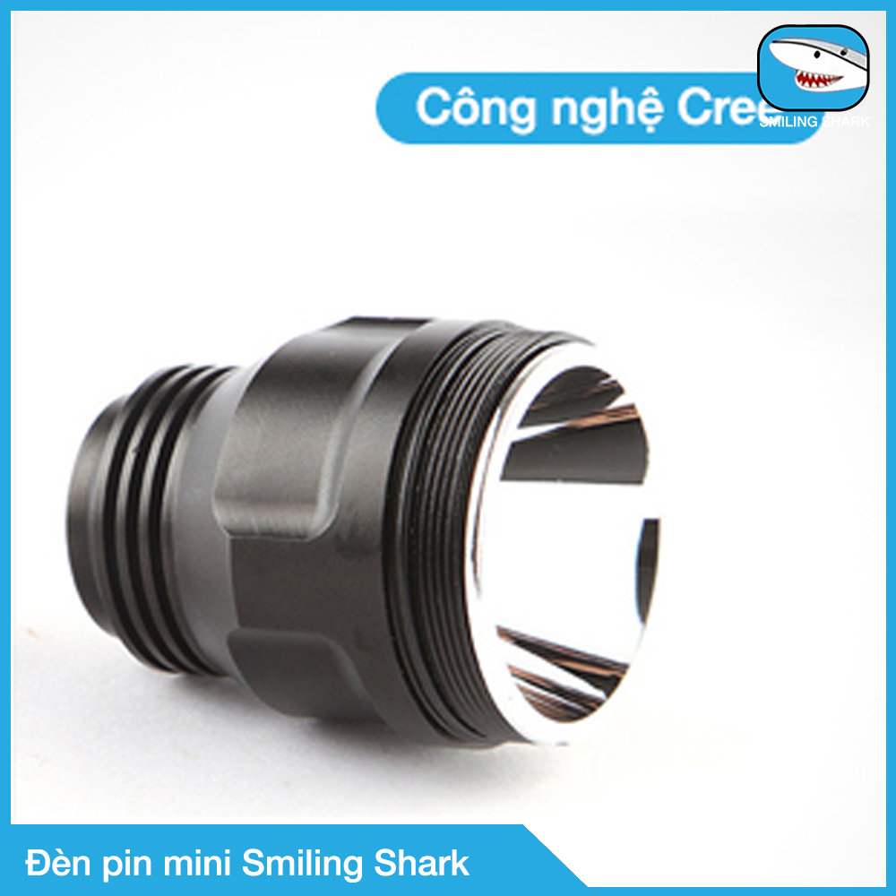 Đèn pin mini công nghệ Cree siêu sáng chống nước, chất liệu hợp kim chống rơi vỡ, tiện dụng dã ngoại, cắm trại, tuần đêm, sửa chữa máy móc, đi đường buổi tối, thương hiệu Smiling Shark - Hàng chính hãng