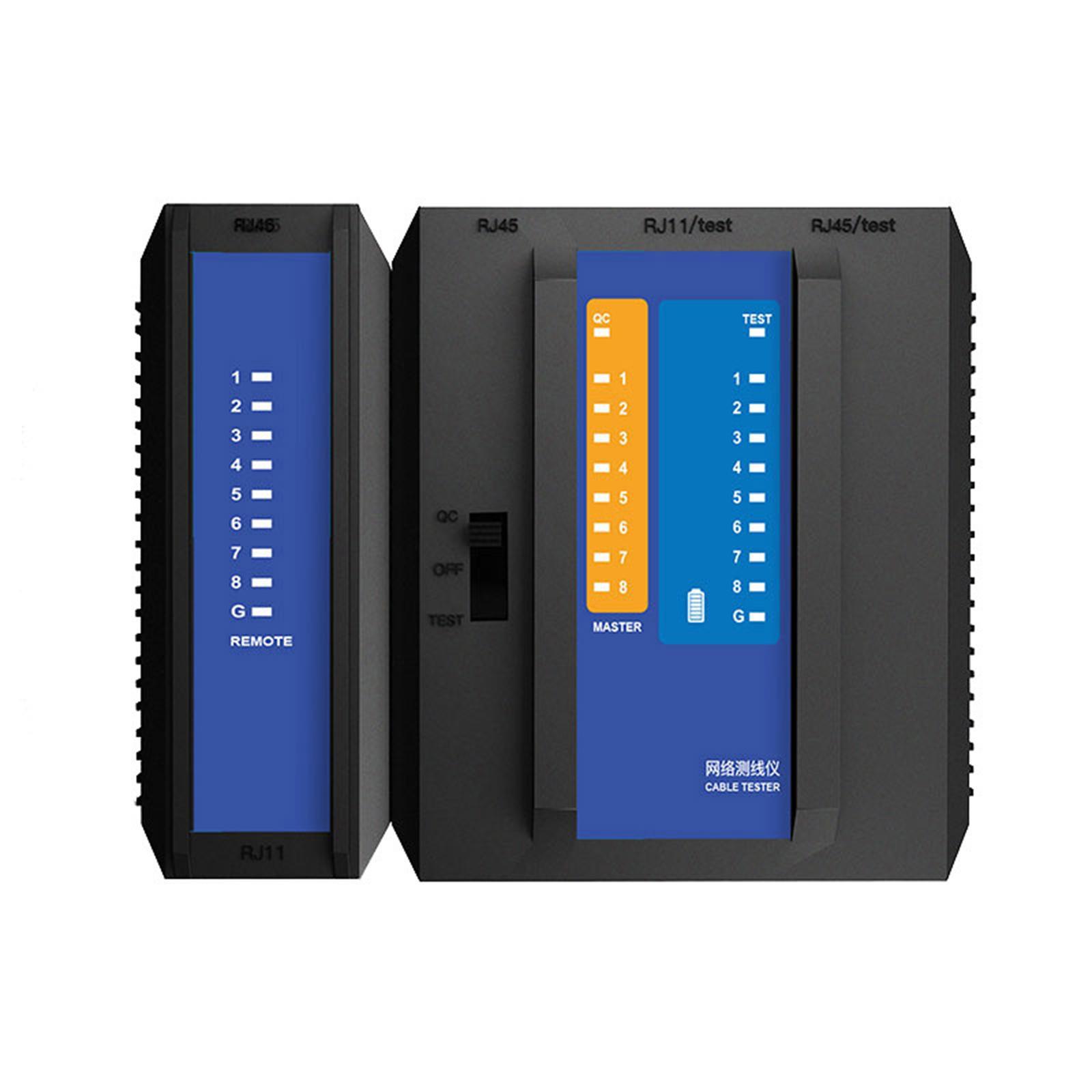 Network Tester/ Telephone Line Ethernet Cable Tester/ 3 RJ45 +1 RJ11 Port Multifunctional 2 in 1 Line / Network Cable Tester Tool
