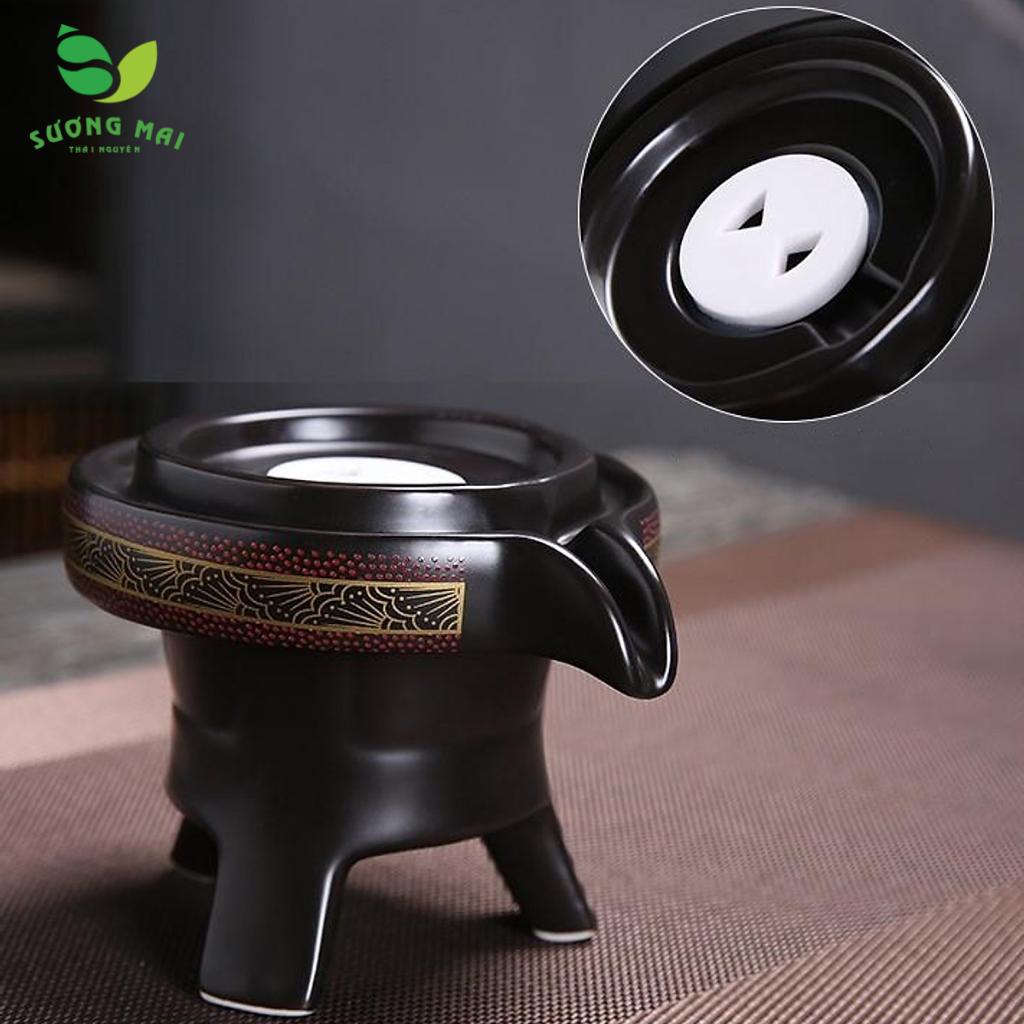 Bộ ấm chén pha trà cối xay sm008 – Đỏ đen vàng 12&14&15 món