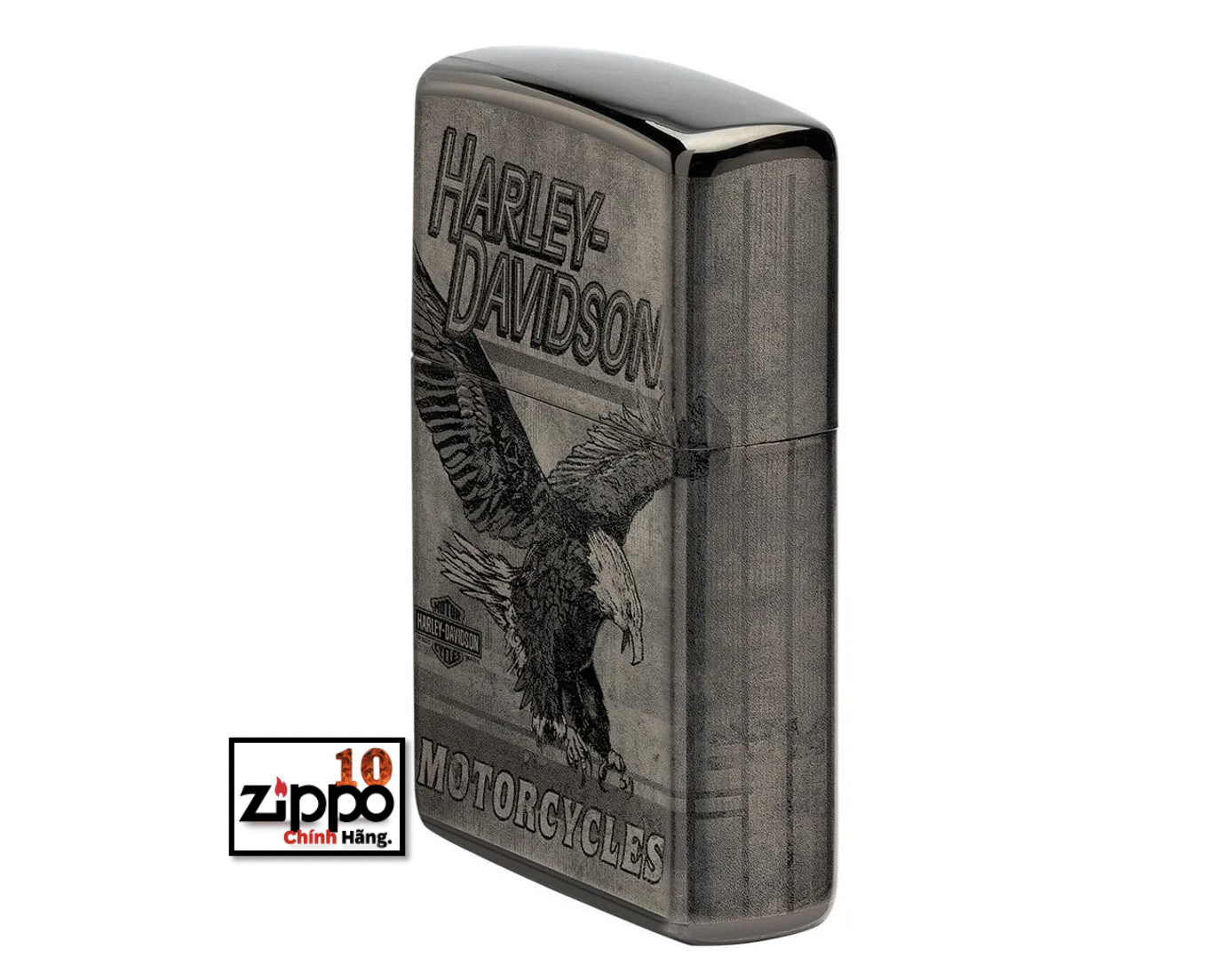 Bật lửa Zippo Harley-Davidson Eagle Photo Image 360° High Polish Black sku: 48360 - Chính hãng 100%