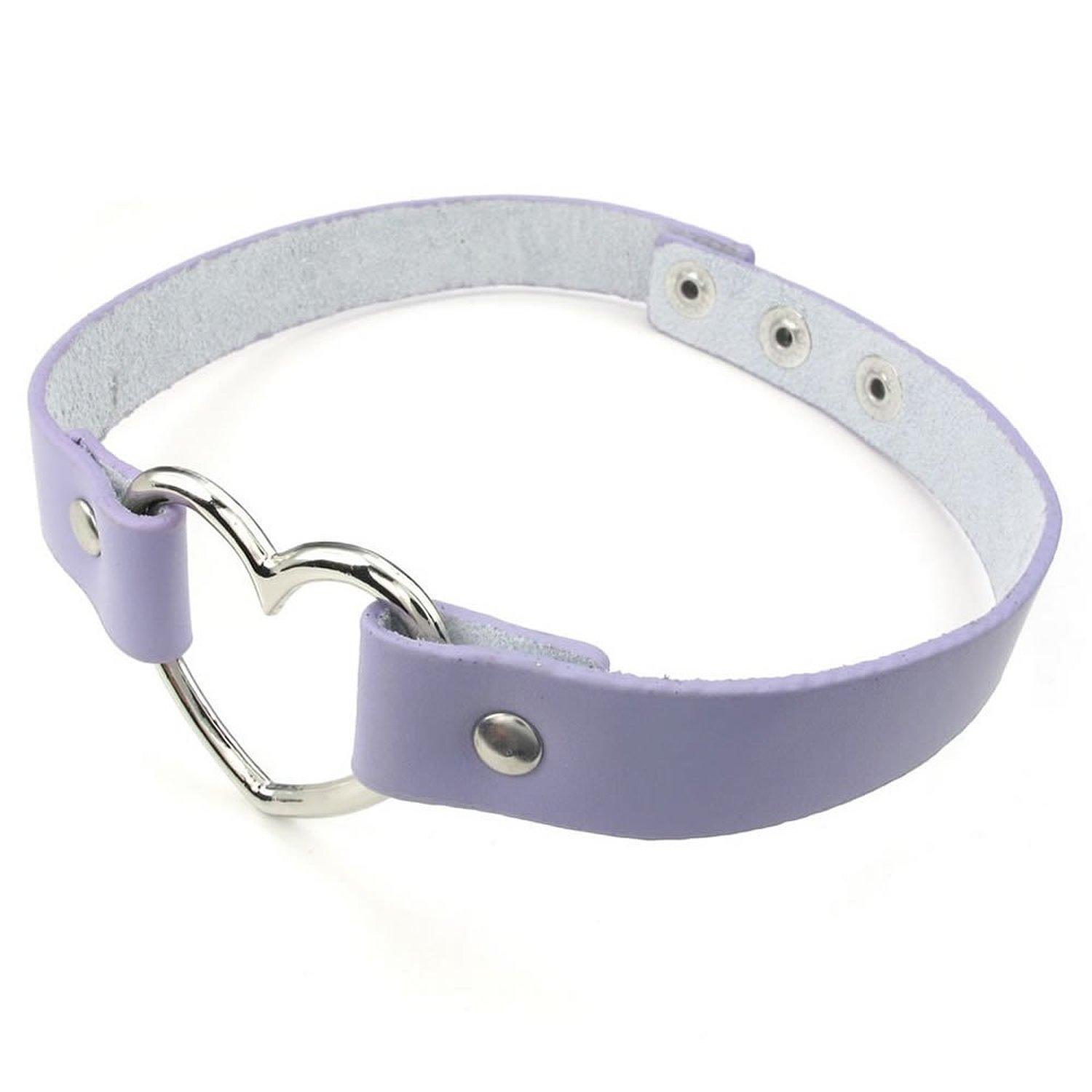 Gothic Men Women Leather Heart Buckle Collar Choker Chain Punk Necklace