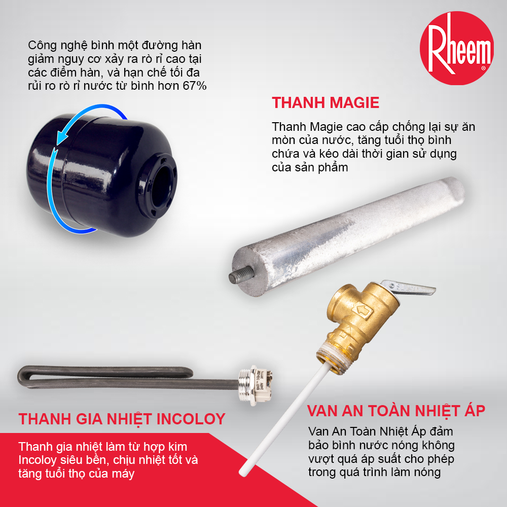 Bình Nước Nóng Gián Tiếp Rheem 50V/P - Hàng chính hãng
