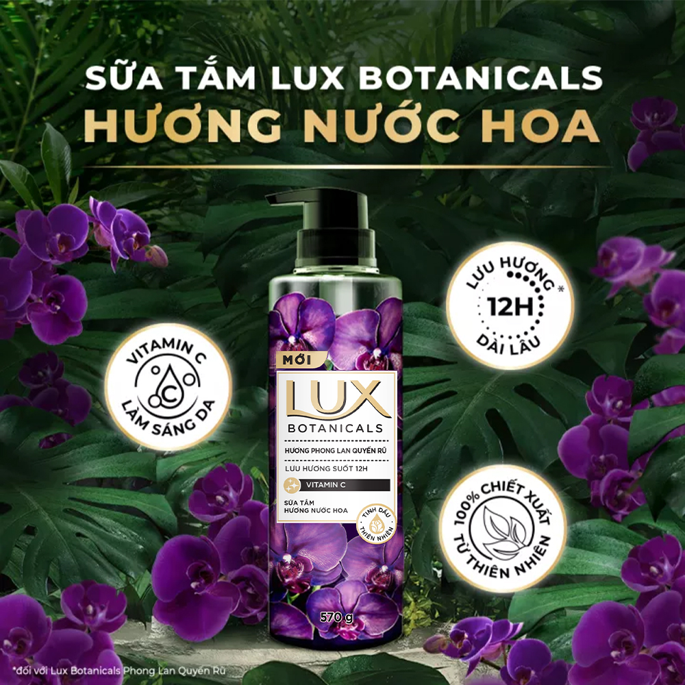 Sữa Tắm Lux Botanicals Hương Phong Lan Quyến Rũ 570g (562ml)