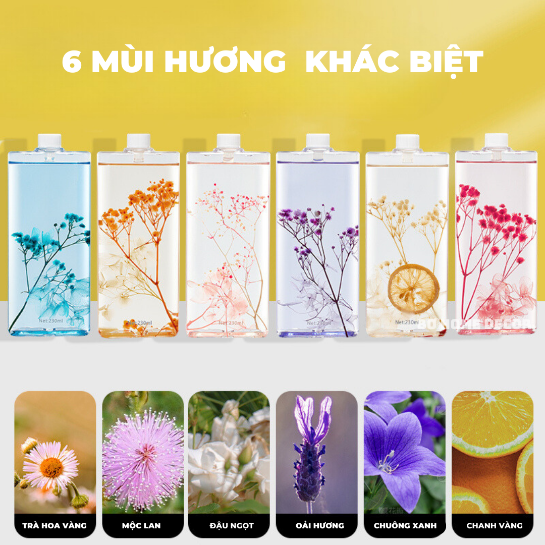 Nước hoa thay thế cho máy xịt phòng,tinh dầu xịt thơm phòng 6 mùi hương, dung tích lớn 230ml