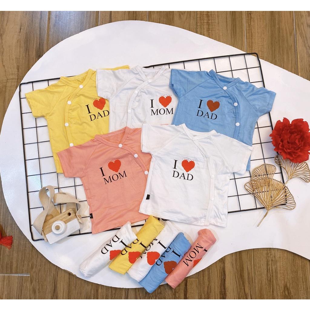 (MS10)Bộ cộc tay thun lạnh khuy lệch LOVE MOM/LOVE DAD cho bé yêu