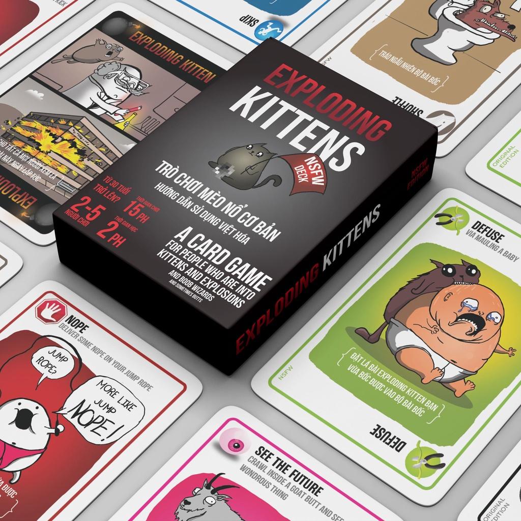 Bộ bài MÈO NỔ Hộp Giấy việt hóa Exploding kitten NHANH, VUI, BÙNG NỔ VÀ BỰA chơi cùng nhóm bạn