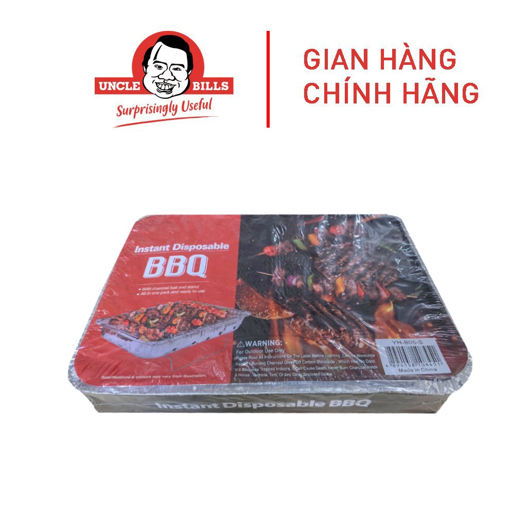 Khay Nướng BBQ Du Lịch Kèm Than Tiện Dụng Dùng 1 Lần (Bao Gồm Khay + Than + Đế) Uncle Bills YH-B05-S