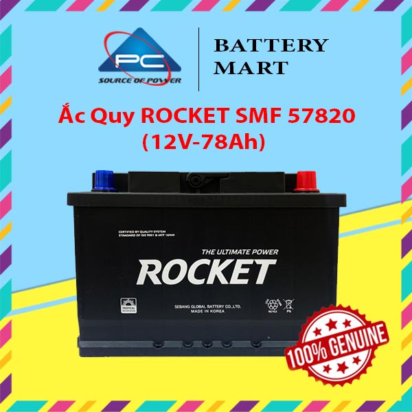 Bình Ắc Quy 12V-78Ah, Ắc Quy ROCKET SMF 57820