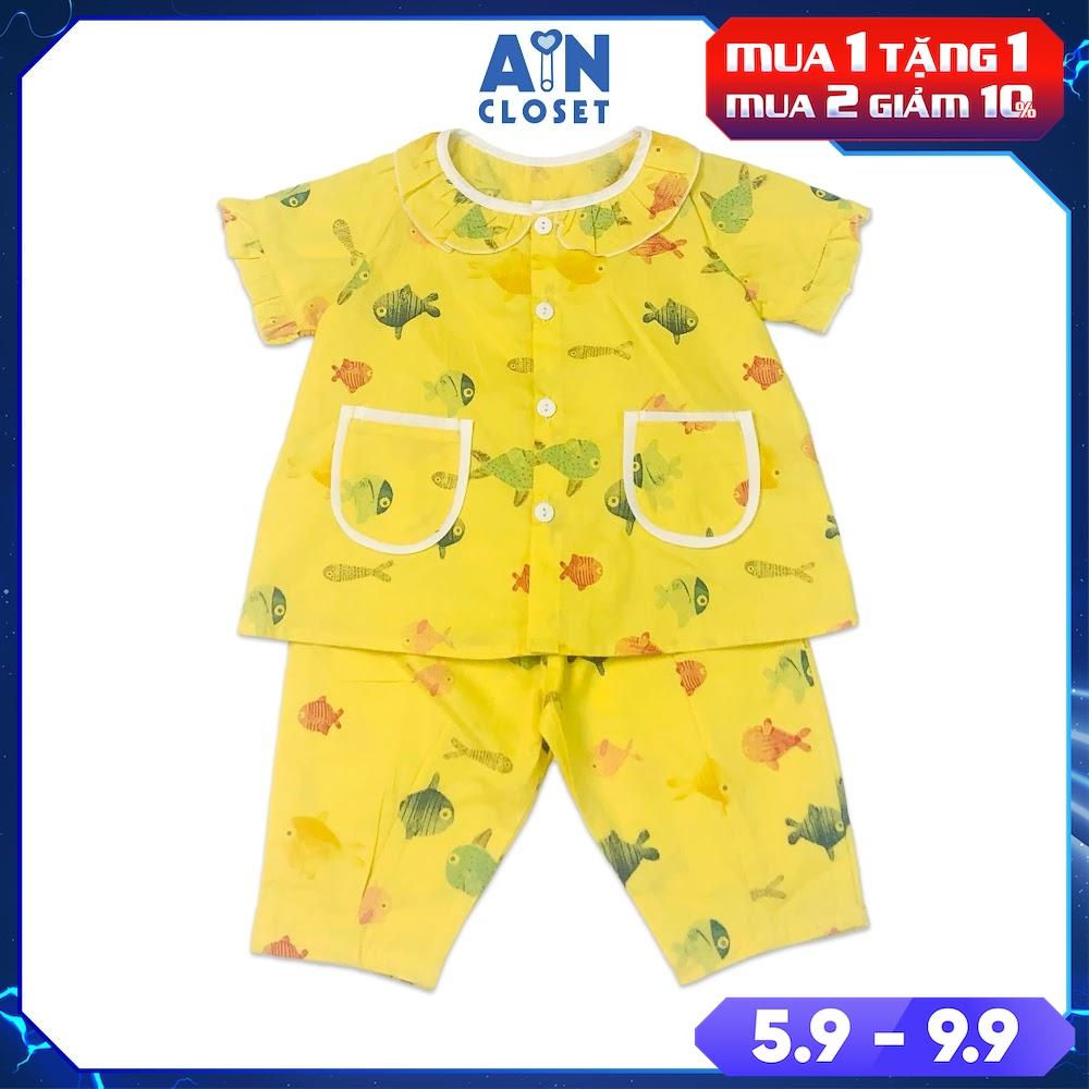 Bộ quần áo lửng bé gái họa tiết Baby shark nền vàng cotton - AICDBG2TR9QL - AIN Closet