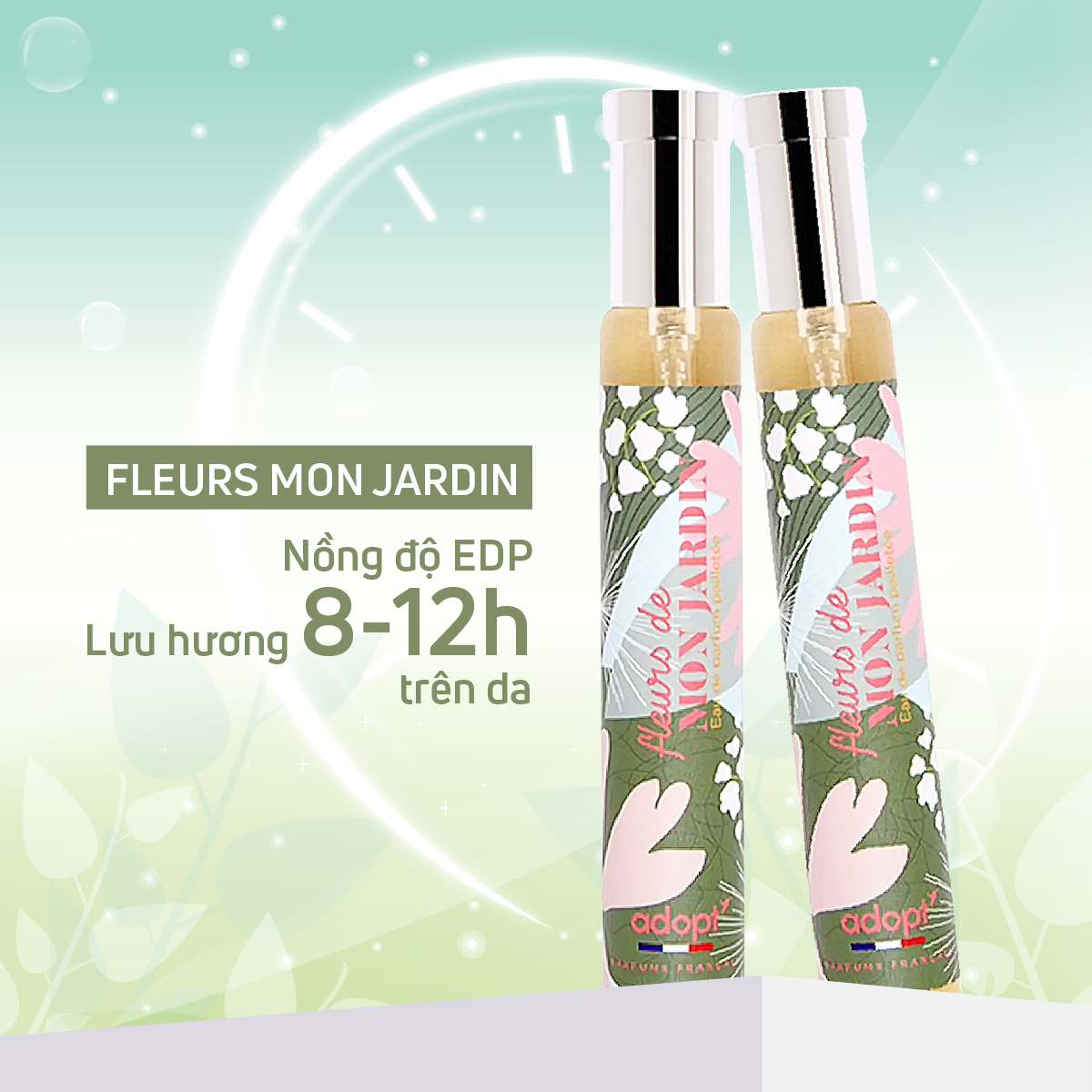 Nc hoa pháp cao cấp,nước hoa nữ Fleur De Mon Jardin hương thơm tươi mát quyến rũ ngọt ngào yêu thương dung tích 30ml