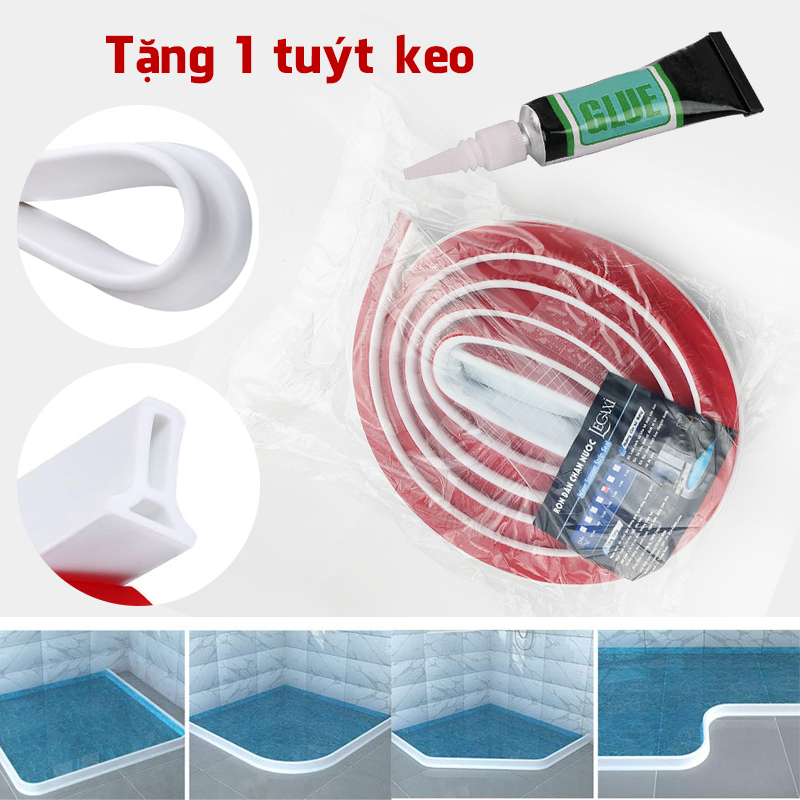 Ron Thanh Dài Chặn Ngăn Nước Tràn Nhà Tắm Nhà Bếp Nước Silicone Tặng Keo Legaxi