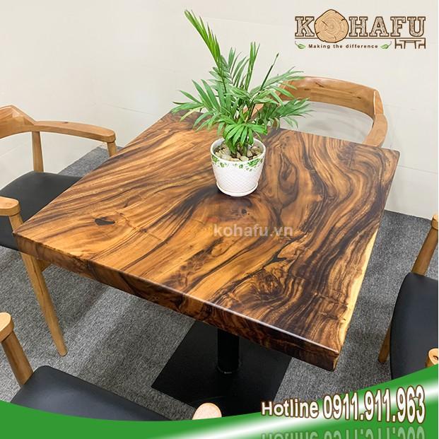 Mặt bàn vuông gỗ me tây nguyên tấm siêu hệ vân