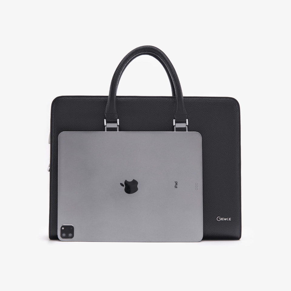 Túi Xách Công Sở Nam Cặp Da Doanh Nhân GENCE CTS12 Da Bò Khóa Số Cao Cấp Màu Đen