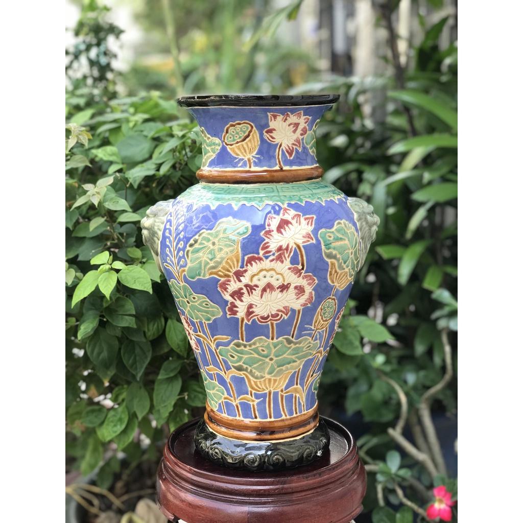 BÌNH BÁCH HOA,RỒNG,PHỤNG THON 40CM GỐM NAM BỘ DECOR TRANG TRÍ, CẤM HOA