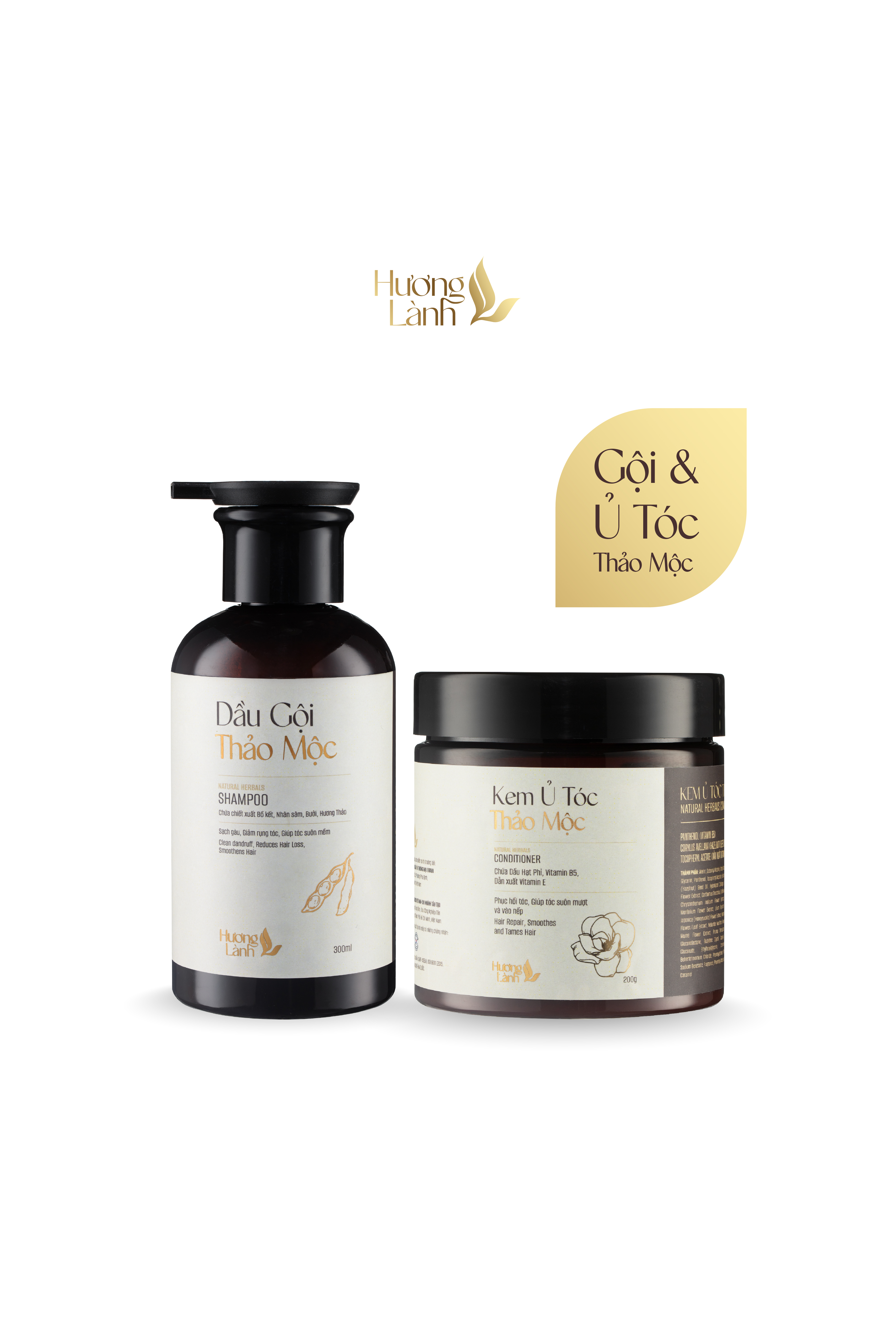 COMBO Dầu gội thảo mộc Hương Lành + Kem ủ tóc thảo mộc Hương Lành