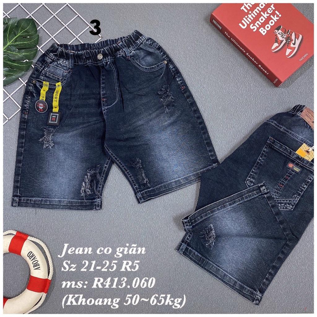 Quần đùi cho bé trai phối đồ đẹp phong cách size lớn 29-50kg chất jeans co giãn mềm mịn mát