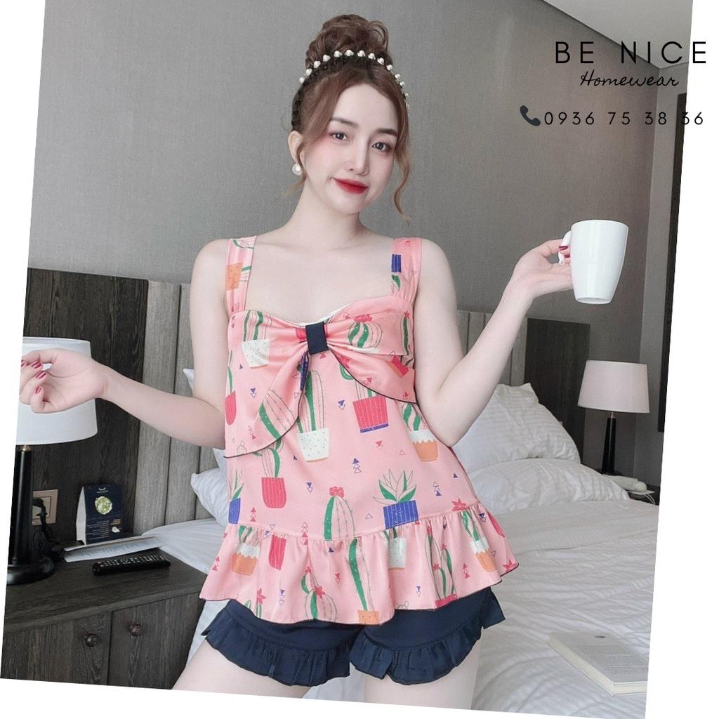 Bộ dây ngắn mặc nhà phối nơ với nhiều họa tiết đáng yêu cho nàng Be Nice Homewear